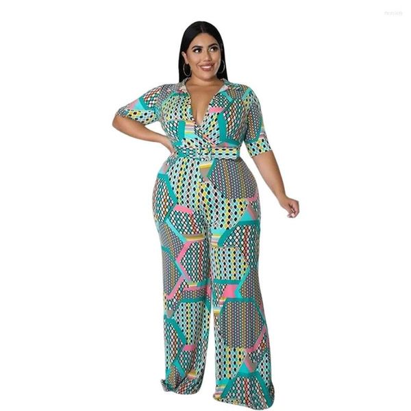 Vêtements ethniques XL-5XL Vêtements africains pour femmes Automne Manches courtes Polyester Impression Longue Combinaison