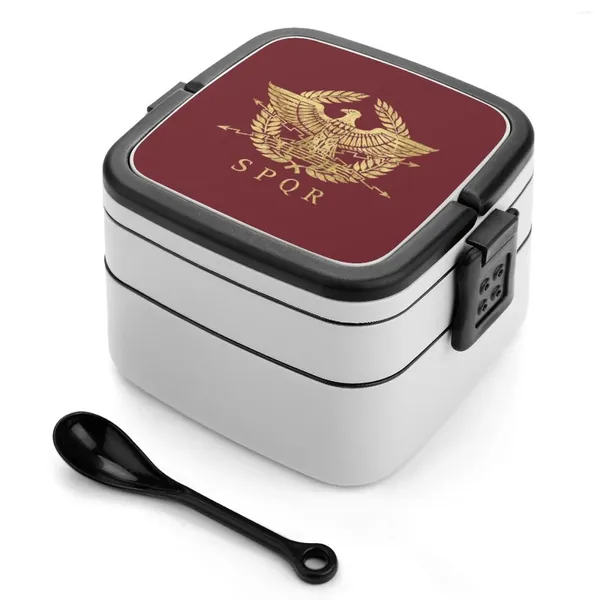 Stoviglie Emblema dell'Impero Romano V01 T-shirt Bento Box Contenitore termico per il pranzo 2 strati Sana storia antica