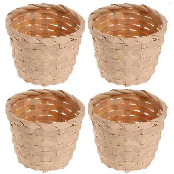 Conjuntos de louça plantador de bambu mini cesta de flores pequenas plantas suculentas ao vivo casa decorativa