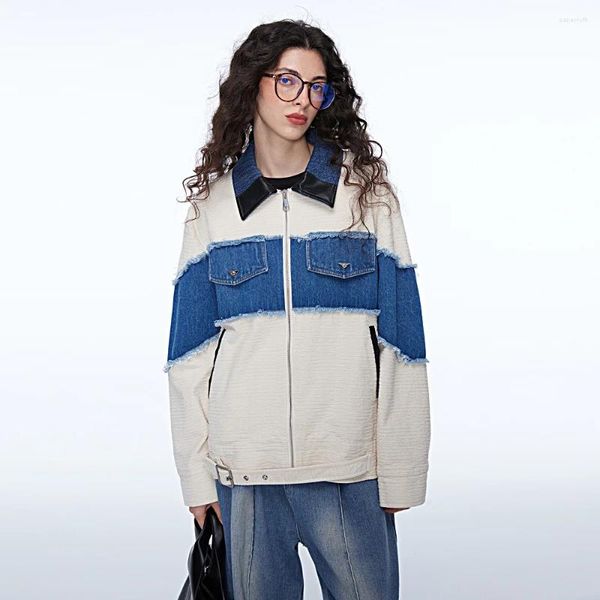 Giacche da donna Donna Streetwear Moda Allentato Casual Vintage Splice Giacca di jeans City Boy Gril Cappotto da uomo Unisex Primavera Autunno Capispalla