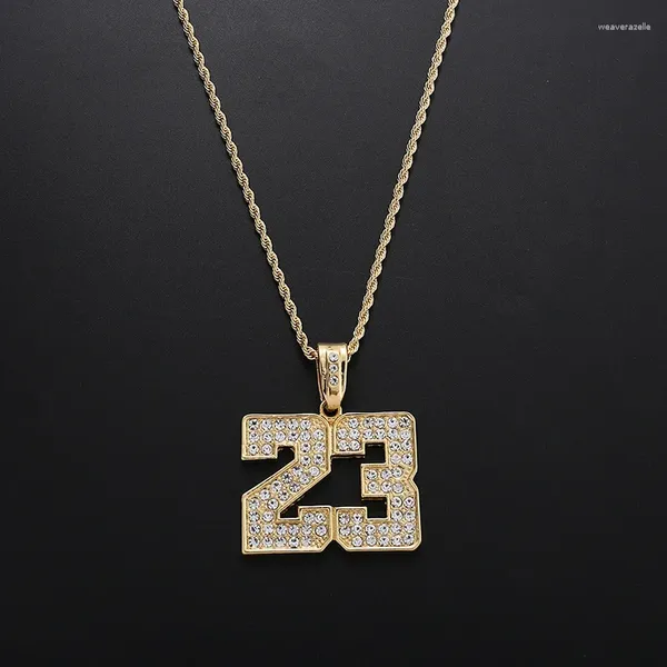 Anhänger Halsketten Hip Hop Strass Basketball Nummer 23 Für Männer Twisted Chain Rock Rapper Choker Schmuck Geschenke