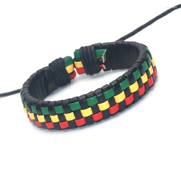 Link-Armbänder, modisches Leder-Armband für Damen, verstellbar, für Herren, Rasta-Farbschmuck