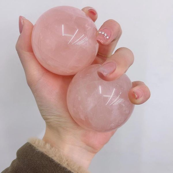 Декоративные фигурки 1pcs Natural Star Rose Quartz Ball Healing Crystal Stone Sphere подарок на украшение