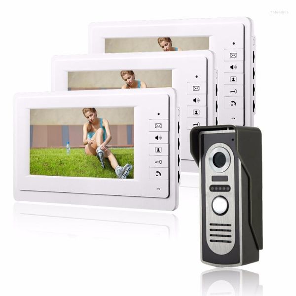 Telefones de porta de vídeo Wired 7 '' TFT Color Phone Intercom Doorbell System Kit IR Câmera de porta do monitor SpeakerPhoneVideo