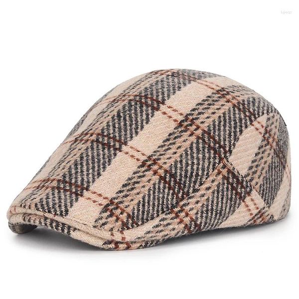 Berretti 2023 Berretto Invernale Per Gli Uomini Plaid Cabbie Cappello Moda Vintage Britannico Sboy Cappelli Donna Casual Caldo Di Lana Boina Hombre