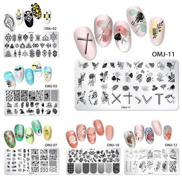 Neue Nagel Stempelplatte Transfer Linien Blume Geometrische Marmor Bild Stempel Vorlage Druck Schablone DIY Maniküre Nail art Werkzeuge 6344762