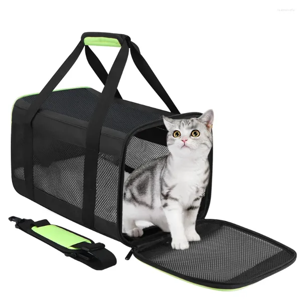 Bolsa transportadora portátil para cães e gatos, bolsa respirável, dobrável, de ombro, para caminhada ao ar livre, filhotes, gatinhos, nylon, animais de estimação