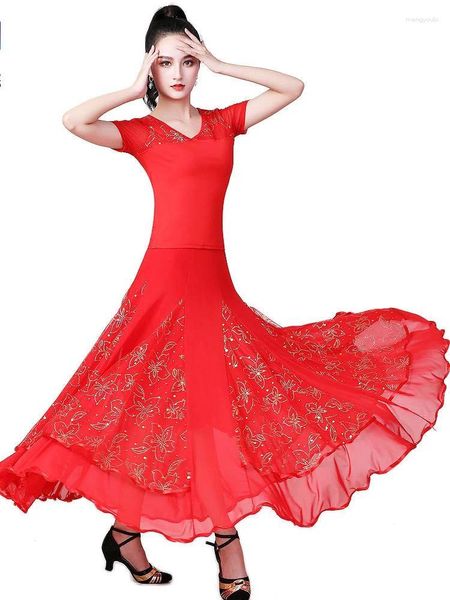 Stage Wear Tango Modern Standard Party Performance Costumes Ballroom Competition Suit 2 pezzi 2023 Abito da ballo per valzer da donna