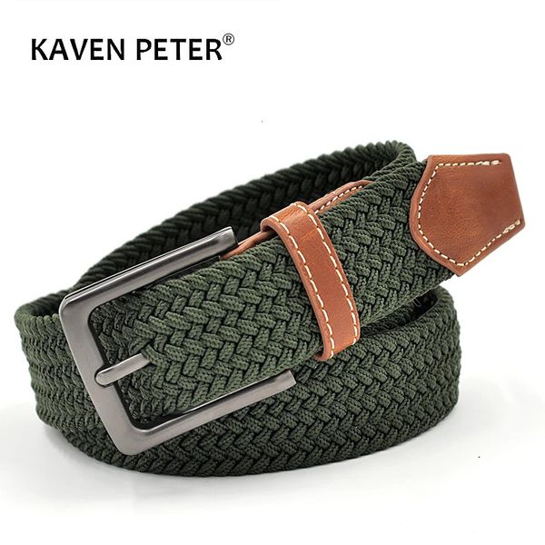 Cinture Verde più elastico per uomo tessuto intrecciato comfort elasticizzato casual cintura larga 138 