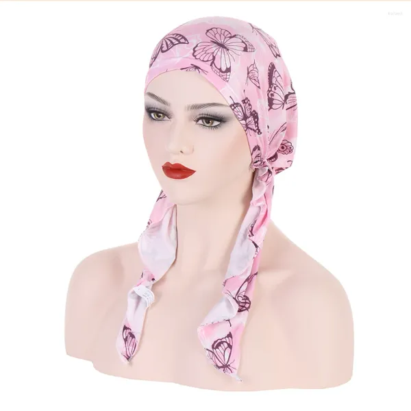 Abbigliamento etnico Donna Sciarpa pre-legata Berretto chemio Hijab Foulard musulmano Stampa Copricapo Perdita di capelli Copricapo Berretti Avvolgere Bonnet Cappello Bandane