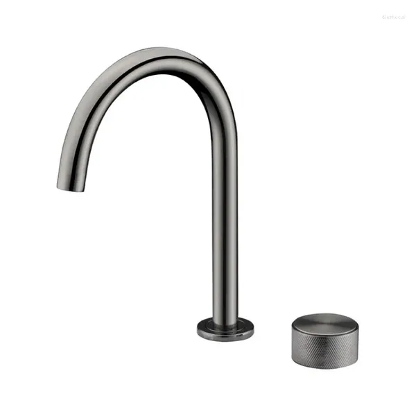 Rubinetti da cucina design minimalista pistola in ottone grigio grigio rubinetto lavello montato a 2 fori tipi di acqua fredda