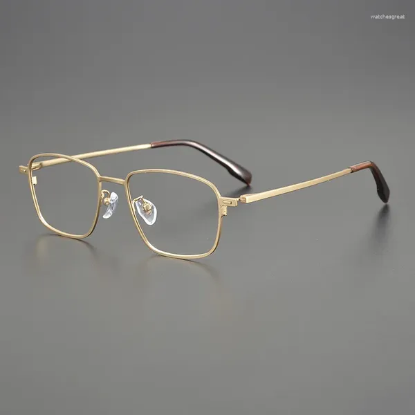 Sonnenbrille Titan Vintage Runde Brille Rahmen Männer Frauen Anti Blaues Licht Myopie Optische Brillen Gold