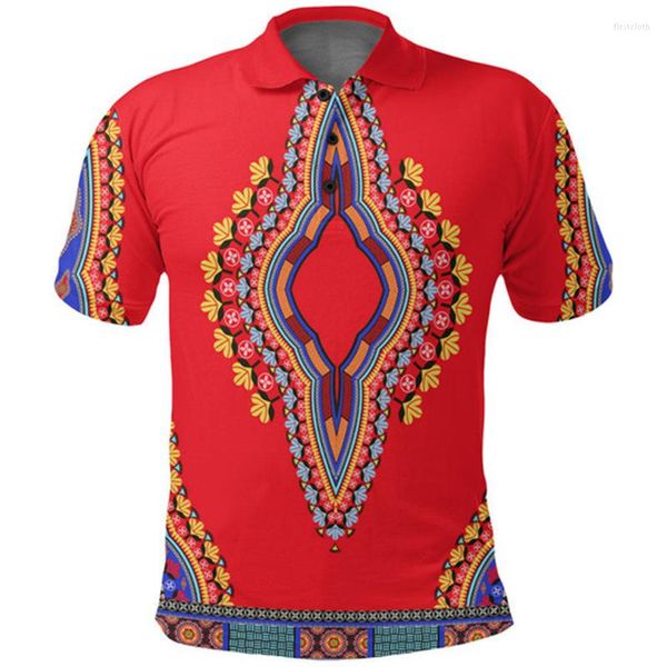 Этническая одежда US UK Size Size Dashiki Polo Рубашки мужские