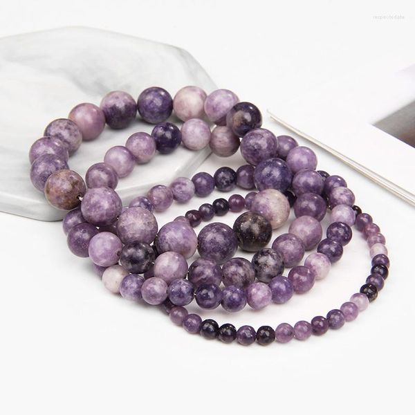 Strand Natural Purple Mica Stone Beads Браслеты очарование драгоценных камней заживление упругое браслет счастливые украшения подарки оптом