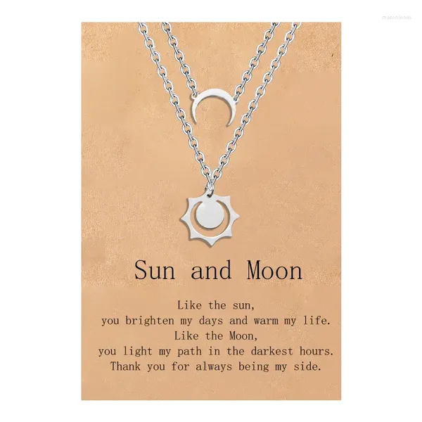 Pingente colares de aço inoxidável charme sol e lua amigo casal colar distância correspondência amizade bff jóias presentes para mulheres homens