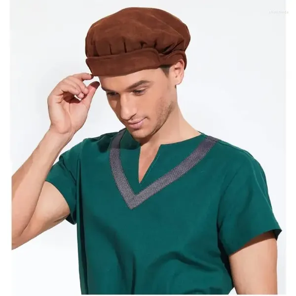 Berretti DAZCOS Cappello medievale caldo in morbida pelle scamosciata Berretto berretto rinascimentale da festival per uomo Donna Accessorio per costume quotidiano