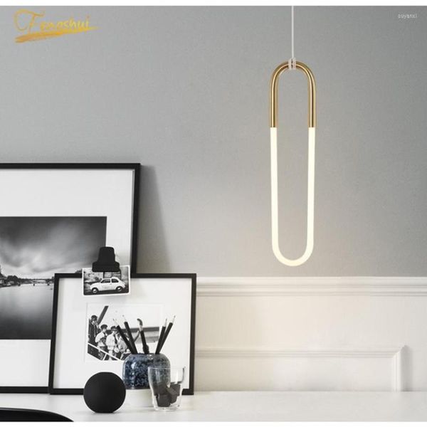 Lampade a sospensione Lampada moderna a LED Illuminazione Minimalista Luci a tubo dorato Art Deco Lampada a sospensione Home Indoor Industrial