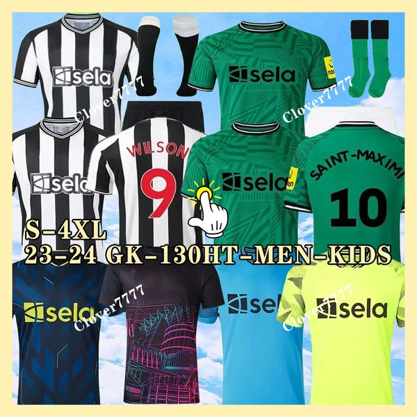 23 24 Futbol Formaları XXXL 4XL Tonali Ev Uzak Newcastles Kids Kit 2023 2024 Üçüncü Birleşik Siyah Beyaz Kaleci Bruno G. Wilson Saint Maximin Murphy Futbol Gömlek