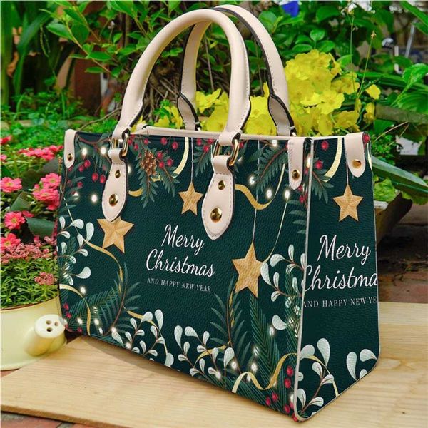 Borsa a tracolla da donna con motivo a cartoni animati di Babbo Natale calda Borsa a tracolla da donna stampata 221102