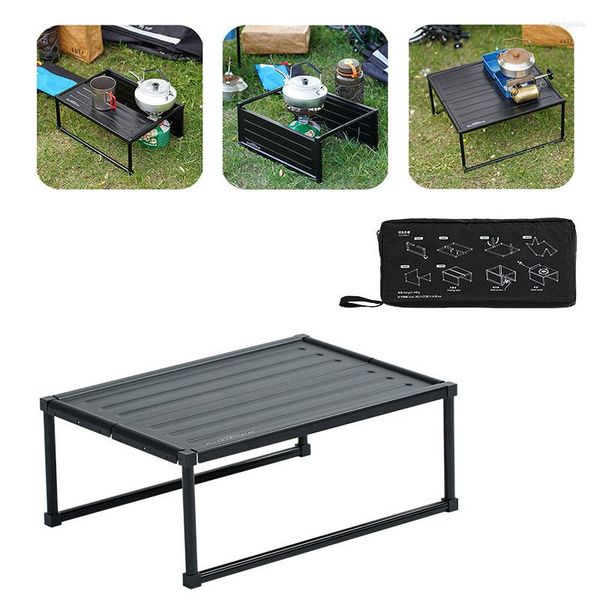 Mesa de acampamento para acampamento Mesa de acampamento Multifunction Aluminium Forth dobring dobring churrasqueira solar abrigo de vento leve Meni Mini Cooking