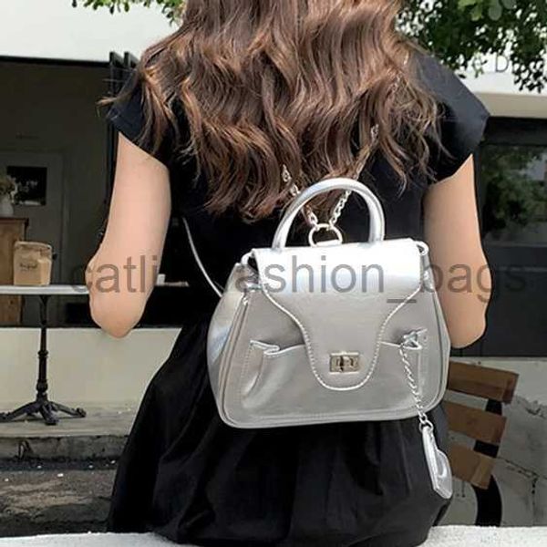 Mochila estilo sacos de escola prata coreano mulheres mochila sólida moda casaco de alta qualidade pequeno quadrado mulheres designer luxo bagcatlin_fashion_bags