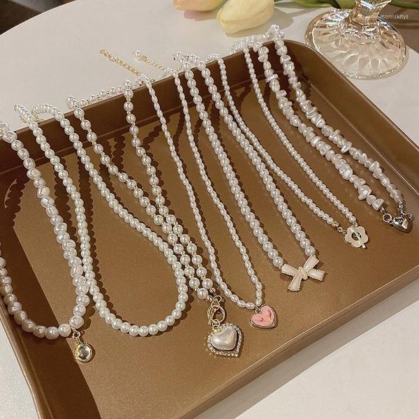 Цепочки корейские жемчужные ожерелье женская дикая любовь к клавилям цепь с бисером кулонная подвесная свадьба Свадебная вечеринка Оптовые