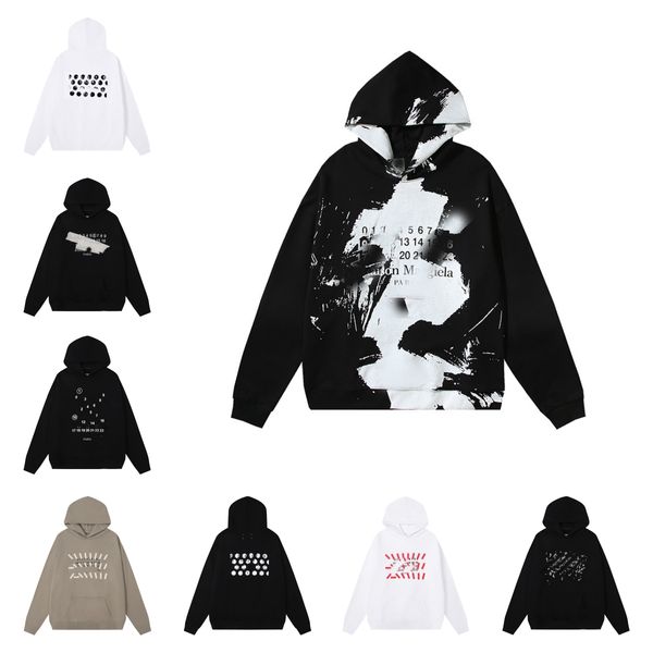 Designers Mason Margelas Hoodies Mens Mulheres de Alta Qualidade Número Árabe Hoodies Moda Tendência Branco Números Pretos Impresso Hoodie Luxo Pulôver Tops Roupas