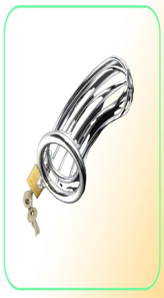 Dispositivi di castità maschile Bondage Anello in acciaio inossidabile con serratura Cock Ring Gabbia per pene Gabbia per dildo Giocattoli sessuali per uomini M5001683886