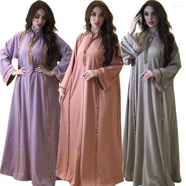 Abbigliamento etnico Jalabiya Eid Mubarak Abito lungo da donna musulmana 2023 Moda Dubai Abaya Turchia Caftano islamico marocchino caftano abito abito