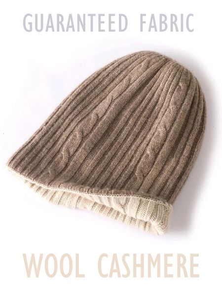 Berretti Beanie/Skull Saldi Berretti in cashmere Moda Doppio strato Cavo lavorato a maglia Reversibile Berretti unisex Misto lana Bonnet Cappello caldo Accogliente Outdoor Casual 231102