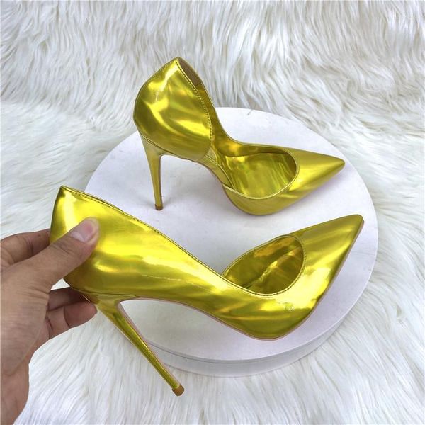 Abendschuhe 2023 Sexy Gold High Heels für Frauen Stilletos Spitzschuh Pumps Classics Damen Shiny Party 8cm 10cm 12cm Schuhe