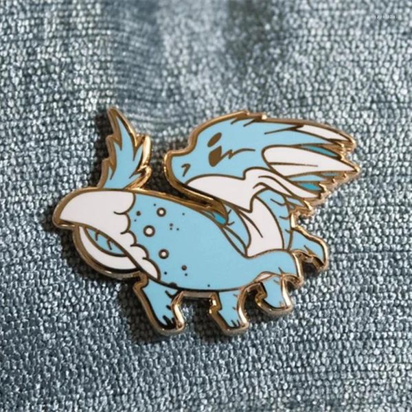 Spille Cartoon Anime Blu Carino Elfo Drago Smalto Distintivo Spilla Zaino Collare Pin del risvolto Gioielli Gioco Pin Ventole Regalo