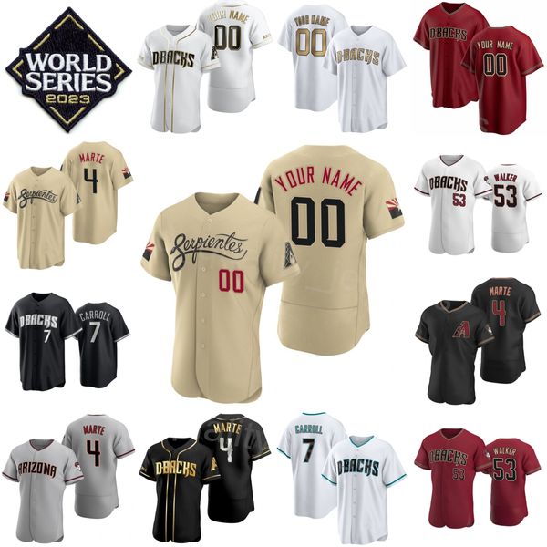 2023 2024 World Series Jerseys Beisebol 5 Alek Thomas 3 Evan Longoria 2 Geraldo Perdomo 26 Pavin Smith 15 Emmanuel Rivera 40 Bumgarner 23 Zac Gallen para fãs do esporte