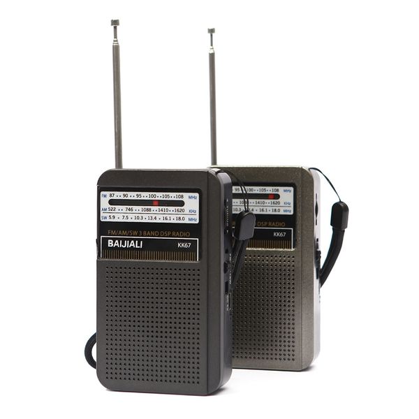 BAIJIALI НОВЫЙ портативный мини-радио, портативный вседиапазонный AM FM SM музыкальный плеер динамик с телескопической антенной уличное радио стерео KK67