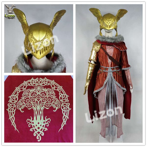 Jogo elden anel malenia cosplay traje com capacete braço dourado armadura mestre duelista conjunto completo halloween carnaval feito sob encomenda cosplay