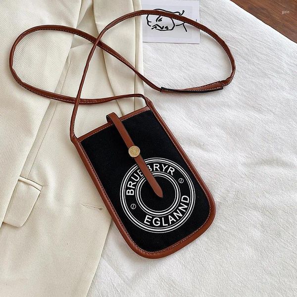 Bolsas de ombro femininas lona crossbody bolsa carta impressão grande capacidade capa de telefone celular portátil minimalista saco carteira