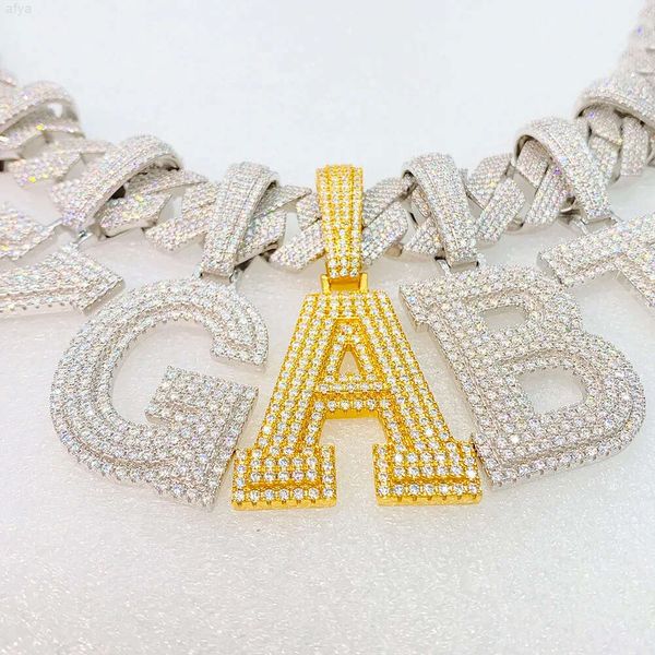 Custom Pass Diamond Tester Charm Halskette 18k Herren Hip Hop Vvs Moissanit Anhänger Iced Out 925 Silber Buchstabe Name