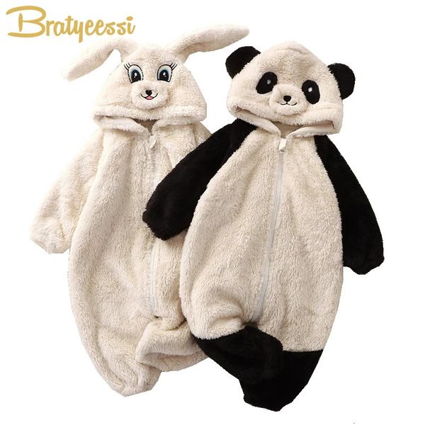 Pagliaccetti Autunno Inverno Pagliaccetto per bebè con cappuccio in pile Tute per bambini Pigiama per bambini Simpatico cartone animato Costume per neonato Tutina per neonato 231101