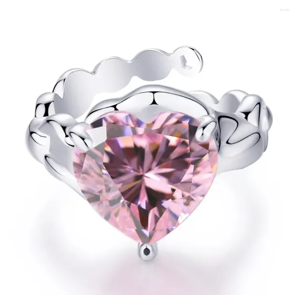 Кольца кластера S925 Серебряное кольцо с опалом Яйцо с большим розовым бриллиантом Винтаж Открытая имитация женское