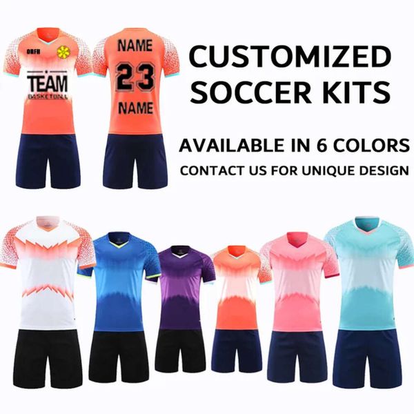 Qqq8 Kit di maglie da calcio per bambini adulti con design personalizzato Qualsiasi squadra Vi preghiamo di contattarci per le vostre soluzioni personalizzate prima di ordinare