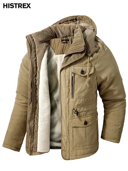 Mens Down Parkas Homens Engrossar Parkas Quentes Jaqueta de Inverno Qualidade Militar Cashmere Fleece Casaco Ao Ar Livre Algodão Acolchoado Windbreaker Masculino Hoody Outwear 231102