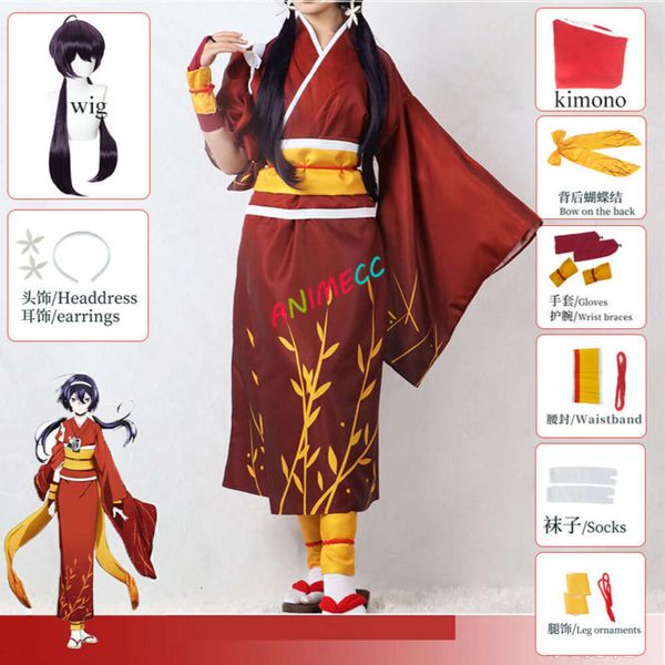 Izumi kyouka bungo cães vadios cosplay traje peruca anime quimono vestido yukata roupa de festa de halloween para meninas cosplay