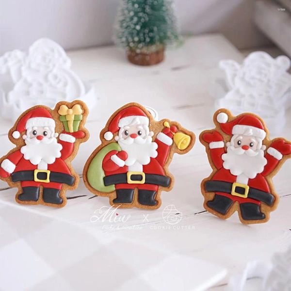 Stampi da forno Stampo per biscotti di Babbo Natale Stampo pressato a mano per bicchieri a sonaglio per biscotti di Natale classici