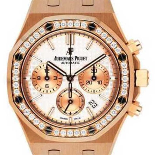 Audpi Royal Eichenuhr mit großem Zifferblatt, Herren-Armbanduhr mit Quarzwerk, Ebe Royal Oak 26315 oder Diamant-Roségold-Uhrengehäuse, Papier WN-OZRA