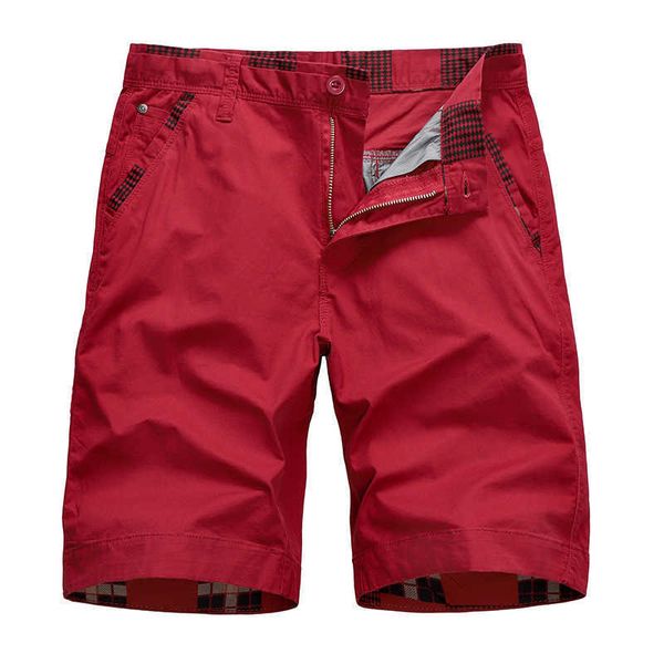 Shorts masculinos 2021 NOVO Design Cargo de verão Homens xadrez de retalhos da cor do joelho masculino Bermuda de algodão masculina homme p230308