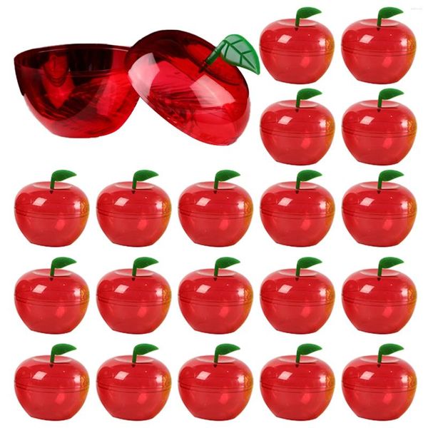 Confezione regalo 24 pezzi Snack trasparente per bomboniere natalizie Mini matrimonio Plastica portatile Decorazioni per la casa Barattolo di caramelle Festival a forma di frutta rossa