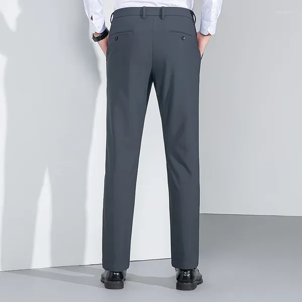 Abiti da uomo Uomo Busienss Pantaloni da completo casual Pantaloni da ufficio termici invernali Nero Grigio Blu Tessuto misto nylon spandex Adatto alla moda