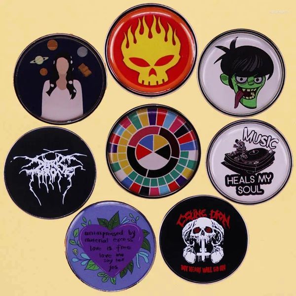 Broches rock música esmalte pino coleção moda jóias lapela acessórios mochila chapéu saco decorar emblemas dos desenhos animados broche de metal presente