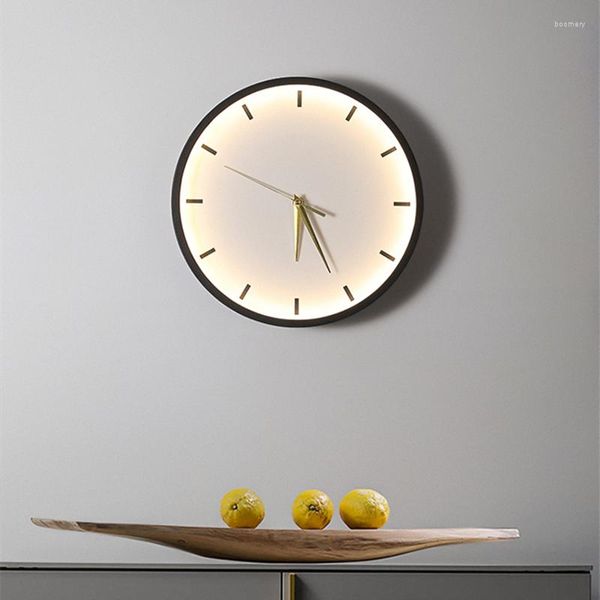 Lâmpada de parede estilo moderno com relógio LED de mesa nórdica de estar interna simples silencioso
