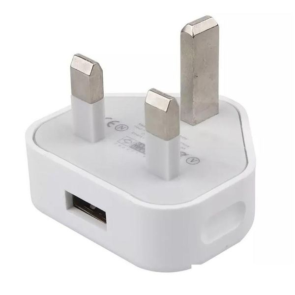 Handy-Ladegeräte Echt 5V 1A USB-Wandladegerät UK-Adapter Stecker Home Travel 3-Pin-Bein-Netzteil-Ladegerät für Smartphone-Tablet Dhcnf